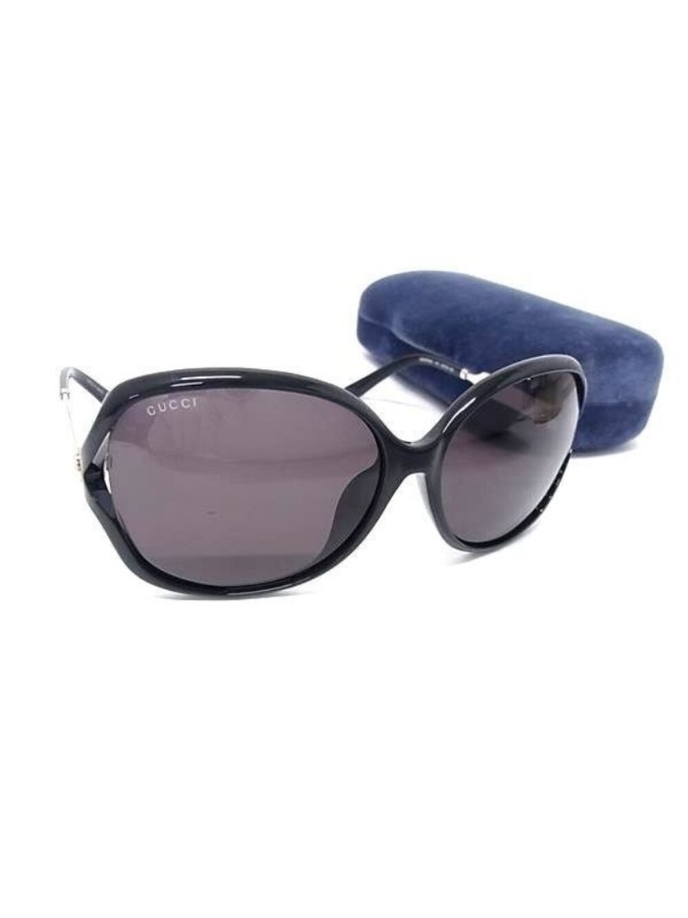 Gucci Sunglasses Interlocking Black Acetate Metal Asian Fit Eyewear